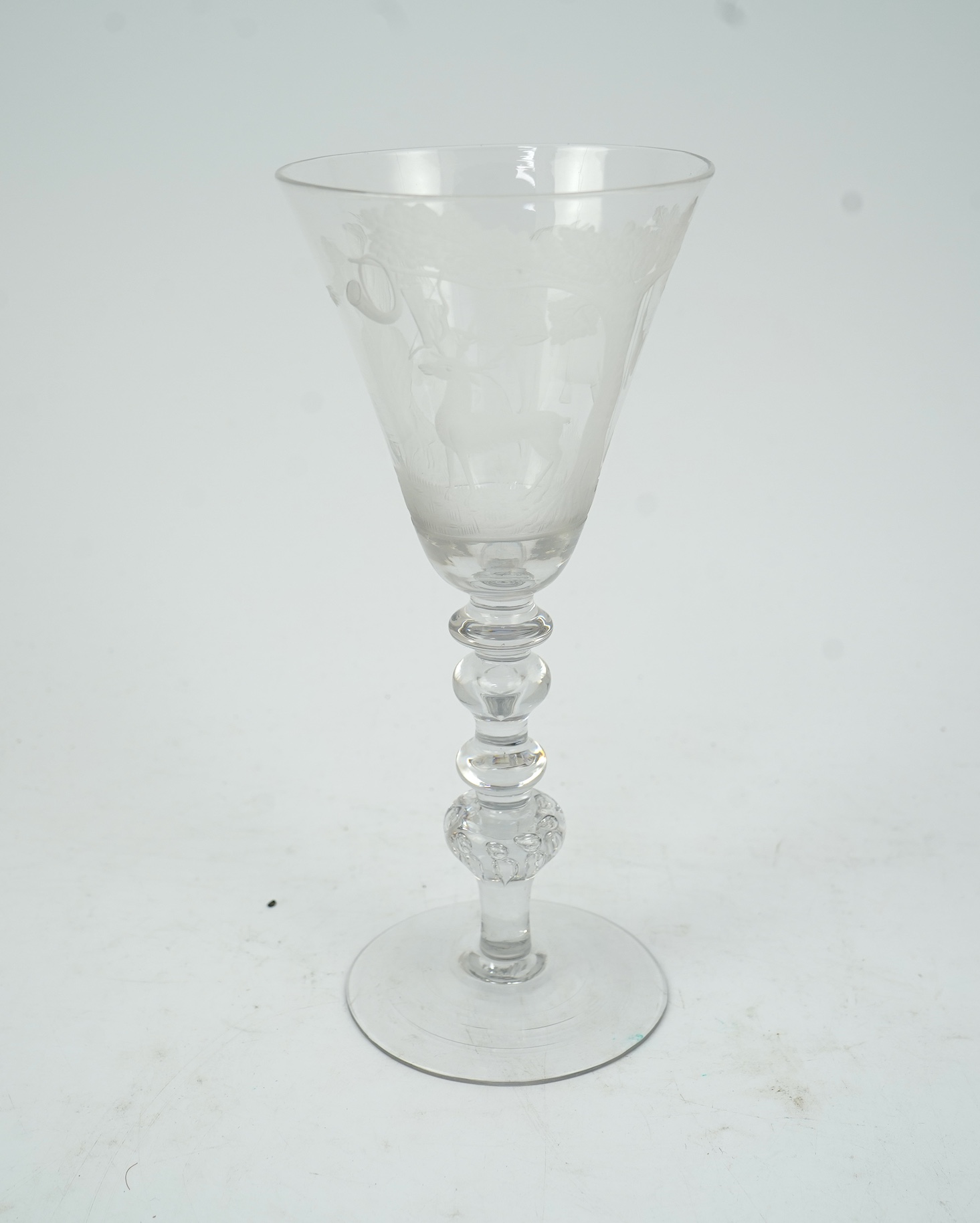 A Dutch engraved goblet in the manner of Christoffel Schroeder, c.1740-60